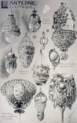 Accesorios de faroles para iluminación eléctrica, de «Bocetos decorativos», hacia 1895